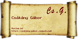 Csákány Gábor névjegykártya