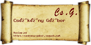 Csákány Gábor névjegykártya